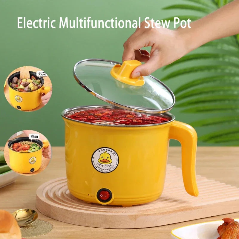 1.8L Mini Electric Hot Pot – Multifunctional Cooking Pot for Noodles & Small Meals, Stainless Steel Liner