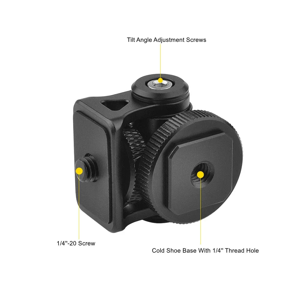 Minifocus Monitor Holder Cold Shoe Mount for Camera, 180° Tilt Adjustable Bracket for Field Monitors, Microphone, Hot Shoe