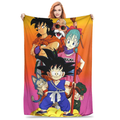 Dragon Ball Z Anime Blanket – Goku Flannel Throw for Bed & Sofa, Warm Cozy DBZ Blanket for Spring & Autumn