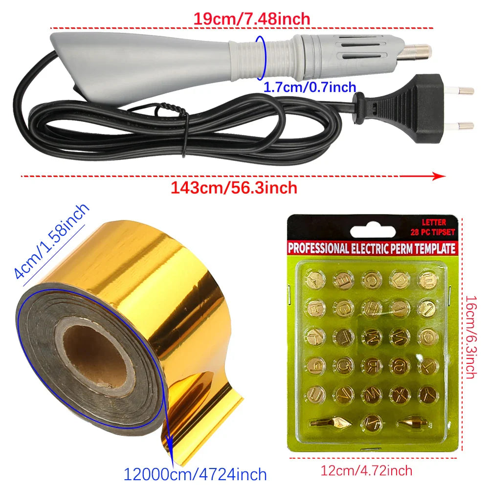 Electric Heated Foil Stamping Pen Kit for Leather Craft – Hot Foil Applicator Tool for DIY Handmade Embossing