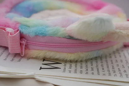 2024 Women’s Cartoon Animal Furry Shoulder Bag — Cute Single-Shoulder Winter Handbag for Kids & Ladies