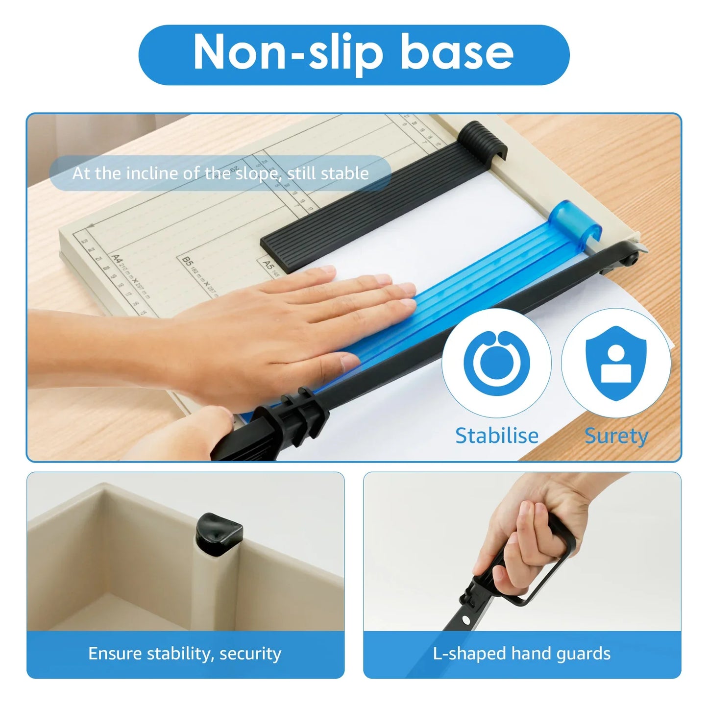 Guillotine Paper Cutter — Accurate DIY Paper Slicer with Safety Guard & Blade Lock, 12-Sheet Capacity