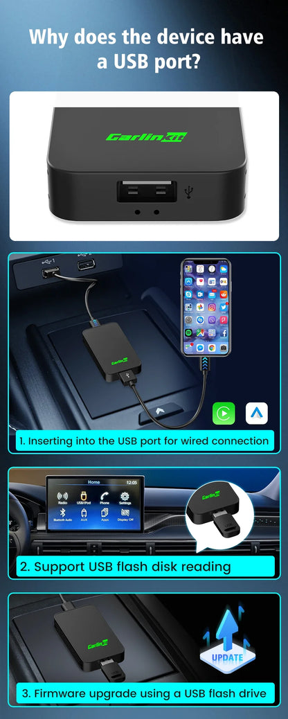 CarlinKit 5.0 & 4.0 Wireless CarPlay & Android Auto Adapter — Waze, Music, Spotify for Audi, Golf, Peugeot, Mazda, KIA, Mercedes, MG