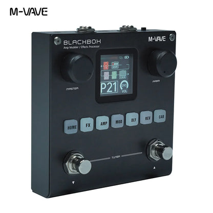 M-VAVE BLACKBOX Multifunctional Guitar/Bass Effect Pedal – 80 Editable Presets, 6 Effects Modules, Built-in Battery