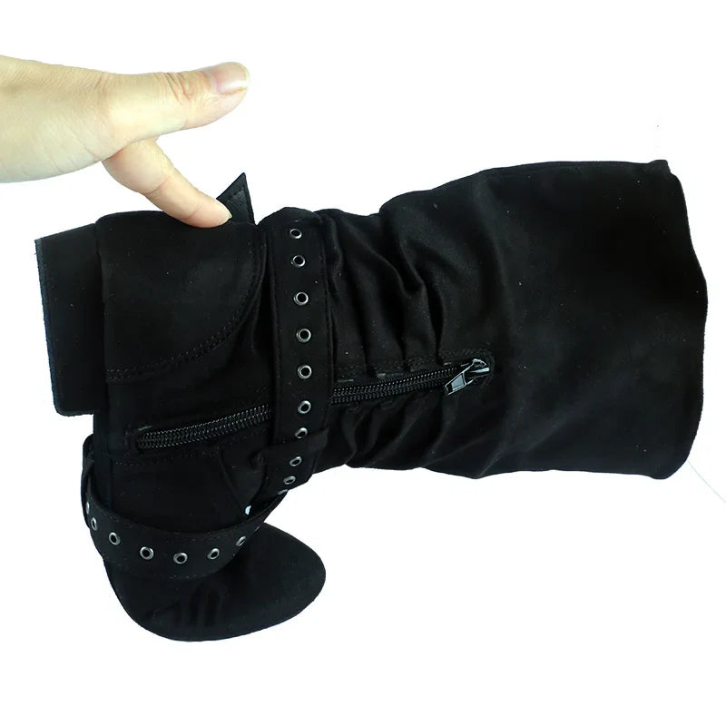 Wedopus Women’s Customized Heel Western Dance Boots – Black Suede Cowboy Shoes for Urban Dancing