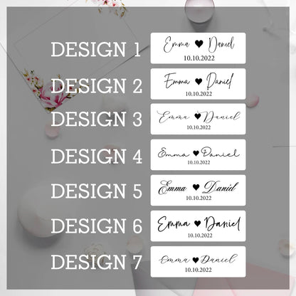 50pcs Custom Rectangular Wedding Stickers - Transparent Personalized Stickers for Wedding Glasses and Decor