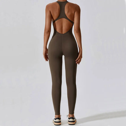 Women's Yoga Jumpsuit Fitness Set - Gym Clothing and Pilates Workout Clothes with Push-Up Activewear