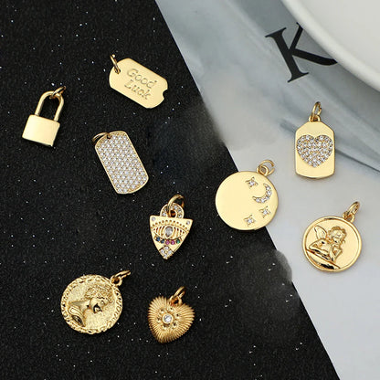 Gold Color Heart, Eye & Star Charms for Jewelry Making – DIY Angel Evil Eye Pendants for Earrings & Necklaces