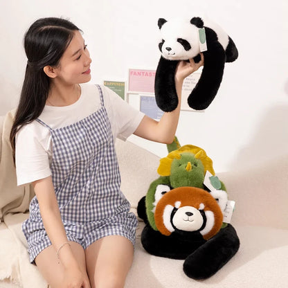 30-65cm Kawaii Forest Animal Plush Dolls – Soft Long-Arm Raccoon, Dinosaur, Sloth, Panda & Koala Pillow Toys for Home Decor