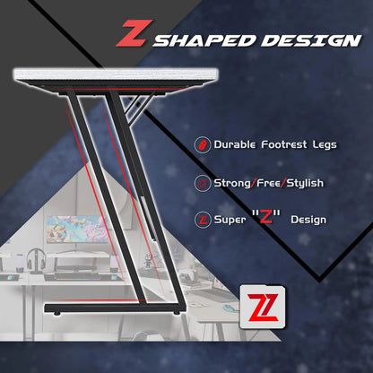 PC Gaming Desk with Large Monitor Riser – L-Shaped Corner Desk, Sturdy Writing Workstation for Office & Computer