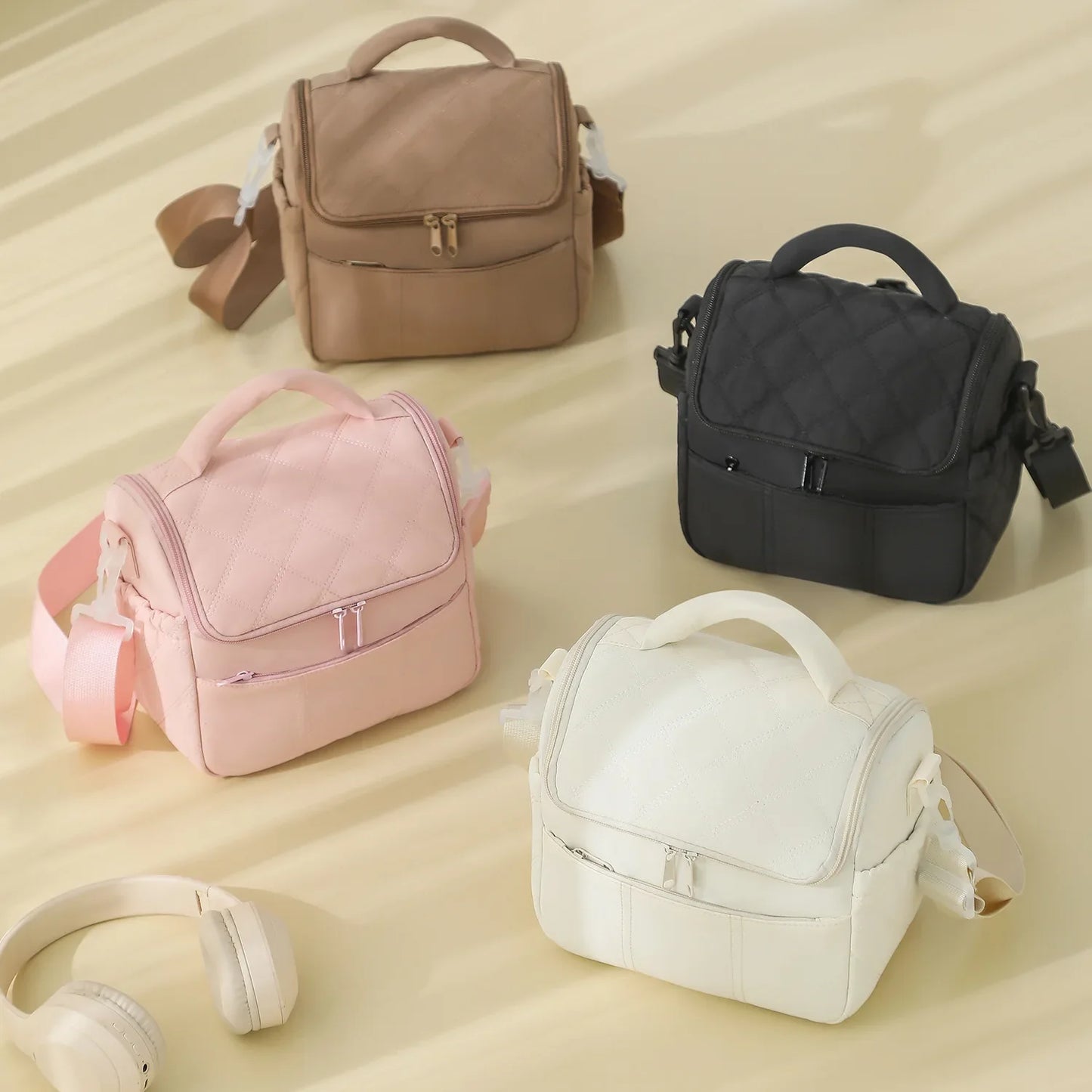 Insulated Lunch Bag - Portable Reusable Nylon Leakproof Lunch Box for Women