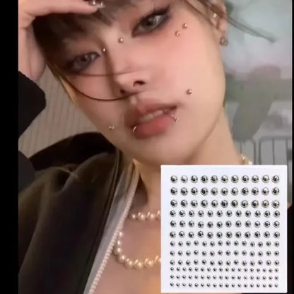 180pcs Non-Piercing Fake Nose Lip Stickers - Disposable Faux Piercing Jewelry for Nose, Lip, Belly & Eyebrow Style