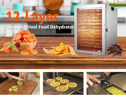 220V/110V Commercial Food Dehydrator – Stainless Steel Fruit & Vegetable Dryer for Snacks