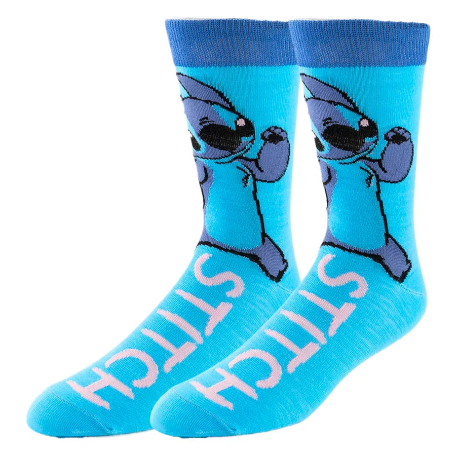 5/6 Pairs Miniso Disney Lilo & Stitch Socks – Hip Hop Street Style Anime Crew Socks for Men and Women, Novelty Cute Casual Socks