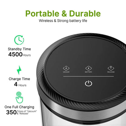 ABFU 1.6L Vacuum Coffee Canister — 33KPa Auto Vacuum with Airtight Lid & Touch Screen Storage Jar
