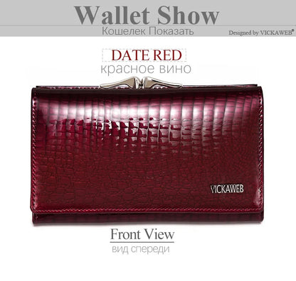 Women’s Genuine Leather Short Wallet – Fashion Alligator Hasp & Zipper Coin Purse AE2155