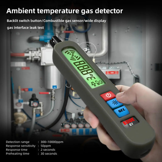 BSIDE Portable Combustible Gas Detector - Charging Model, Natural and Coal Gas Leakage Alarm with Air Temperature and Humidity Test, 1 Set