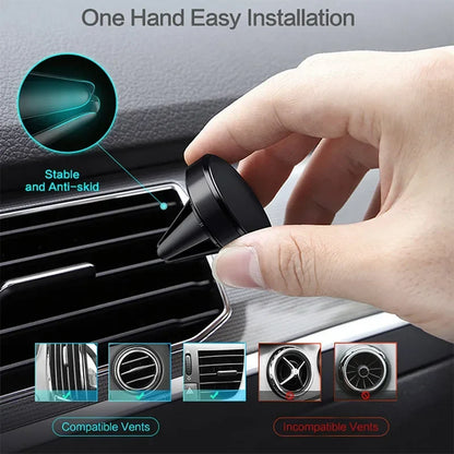 Magnetic Car Phone Holder - Air Vent Smartphone Mount Stand for iPhone, Samsung, Xiaomi & GPS Devices