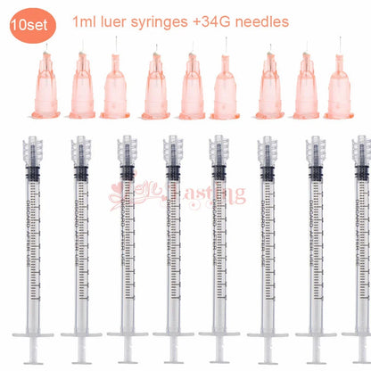 1ml Luer Syringes Kit with 30G–34G Needles (2.5–4mm) – Sharp Precision Injection & Tattoo Tool Set