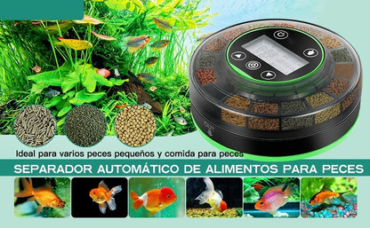 Automatic Fish Feeder for Aquarium – Rechargeable Food Dispenser with Timer, LCD Display & USB Cable