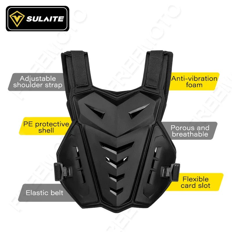 SULAITE Motocross Body Armor Jacket – Motorcycle Moto Vest with Back & Chest Protector, Off-Road Dirt Bike Gear