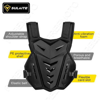 SULAITE Motocross Body Armor Jacket – Motorcycle Moto Vest with Back & Chest Protector, Off-Road Dirt Bike Gear