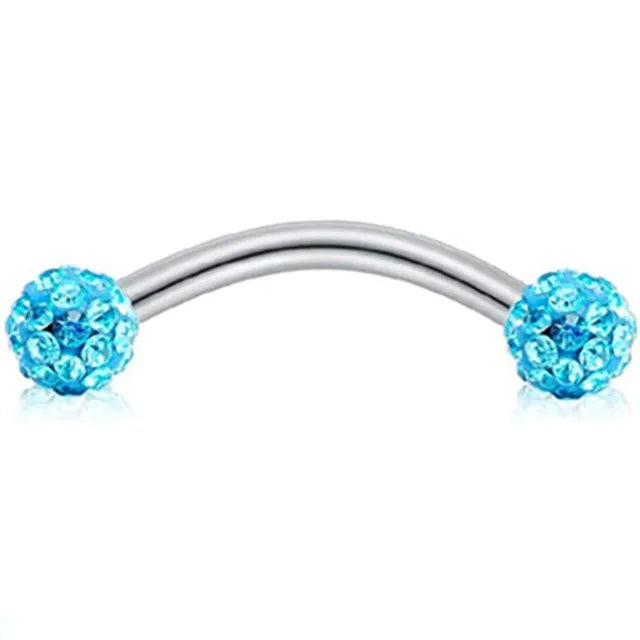 Crystal Curved Barbell Piercing Earrings – Daith, Helix, Tragus & Cartilage Body Jewelry Stud Ring