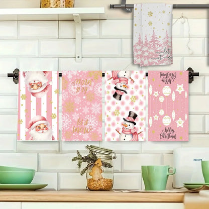5-Pack Christmas Towels — Soft, Absorbent, Cartoon Holiday Patterned Towels for Festive Decorations