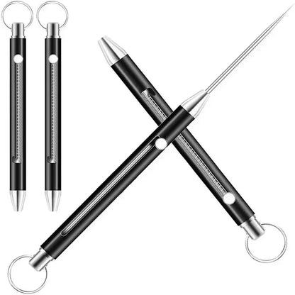 Black Titanium Alloy EDC Telescopic Toothpick Keychain – Camping Fruit Fork & Unpacking Tool Pendant Gift