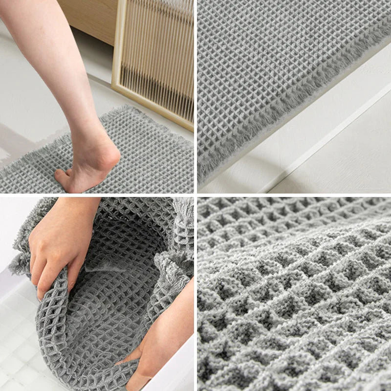 Absorbent Bathroom Carpet - Non-Slip Soft Bath Mat, Machine-Washable Doormat for Toilet & Bathtub