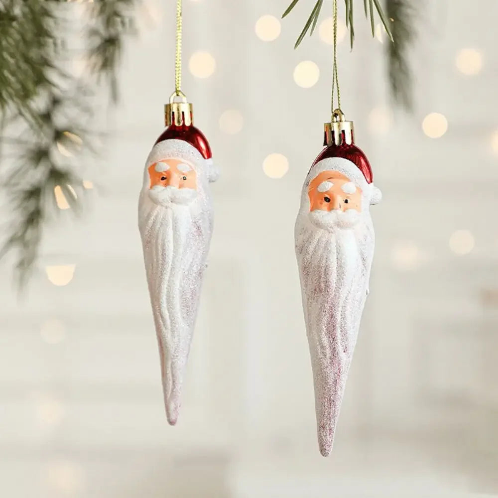 2PCS Red & White Christmas Hanging Ornaments – Plastic Santa Claus Tree Decorations for Holiday Party & Festival Supplies