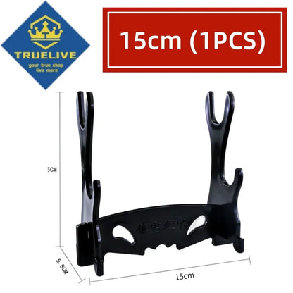 1-4 Tier Wooden Katana & Sword Display Stand Rack – Samurai Holder for Cosplay Swords, Knives & Magic Wand Storage Organizer
