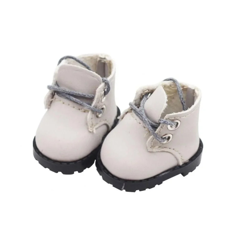 Labubu Doll Shoes – 3.8cm Lace-Up Mini Leather Shoes for 15-17cm Dolls, Cute Kawaii Accessory