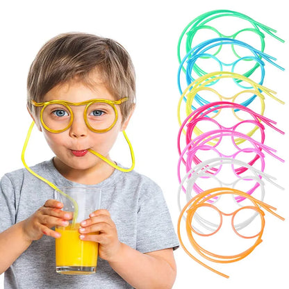 Straw Glasses - Funny Soft PVC Flexible Drinking Straws for Kids Party and Bar Supplies, Creative Toy and Accessories