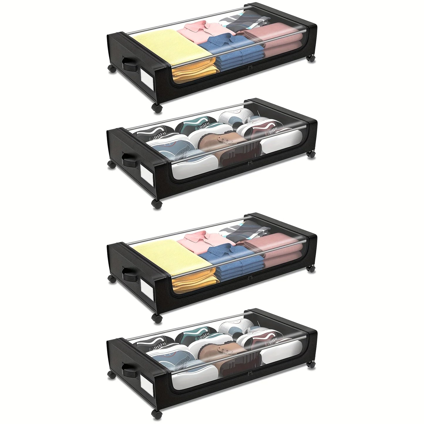 Underbed Storage Lockers with Wheels & Lids – Space-Saving Pull-Out Containers for Shoes & Clothes, Ideal for Dorm Bedrooms