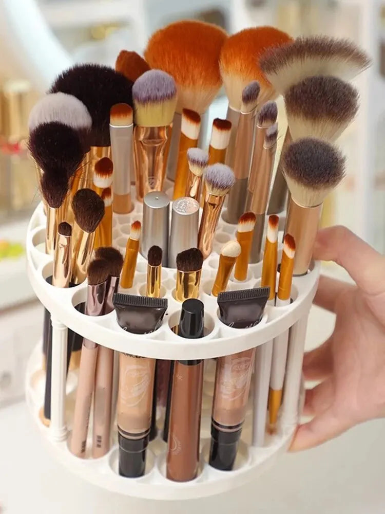 Makeup Brush Storage Rack - Desktop Cosmetics Organizer for Lipstick, Brushes, and Dressing Table
