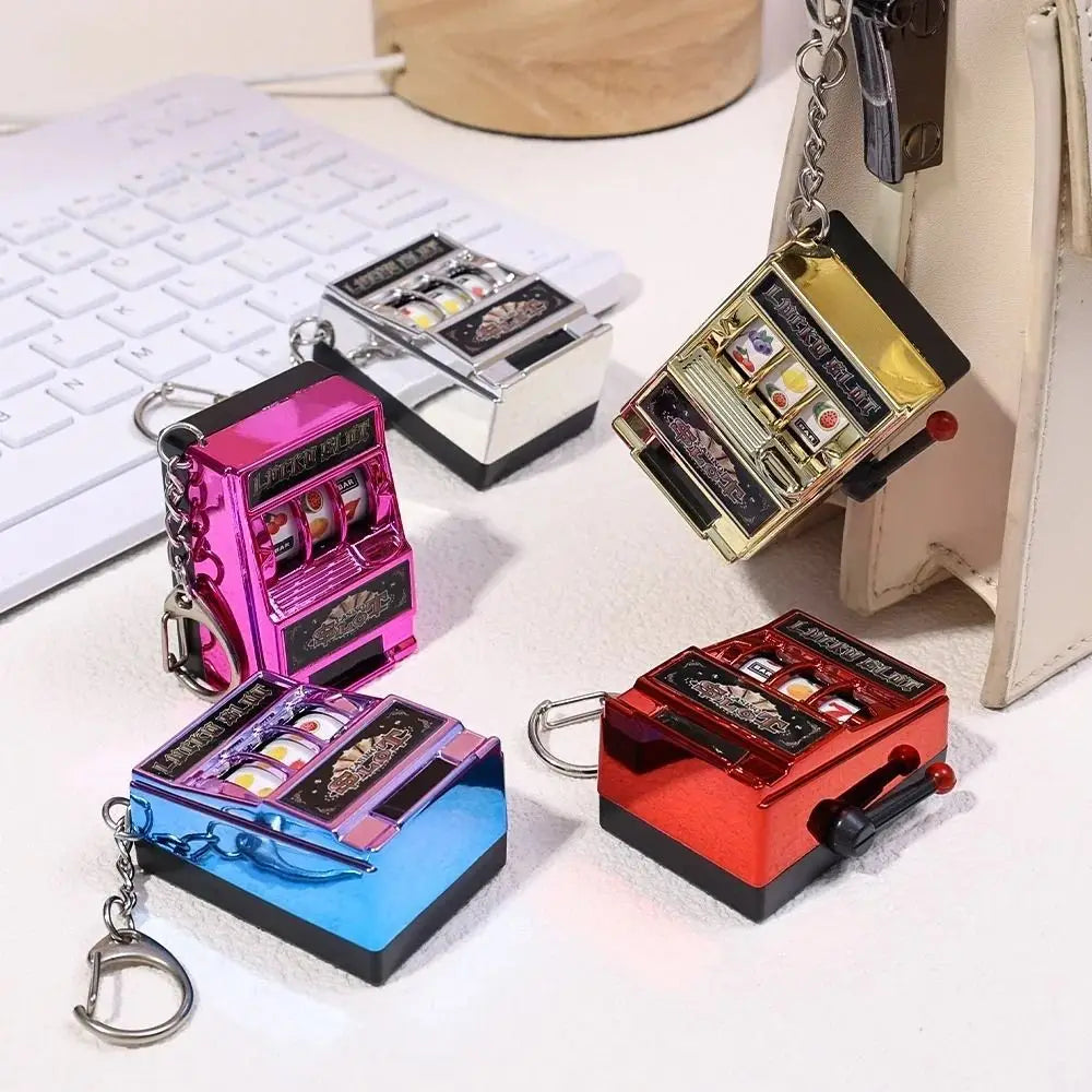 Fruit Slot Machine Keychain – Lucky Charm Mini Casino Pendant Bag Charm, Novelty Gift for Kids & Adults