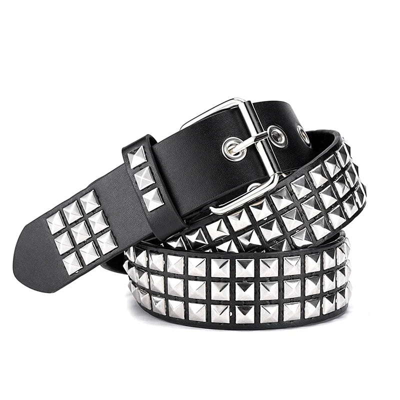Punk Girl Bullet Rivet Belt — Goth-Inspired Leather Waistband, Fashionable Statement Accessory