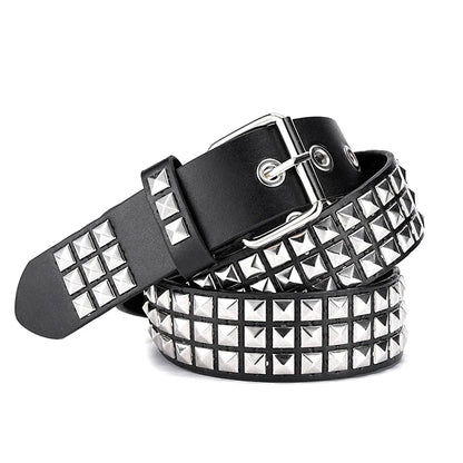 Punk Girl Bullet Rivet Belt — Goth-Inspired Leather Waistband, Fashionable Statement Accessory