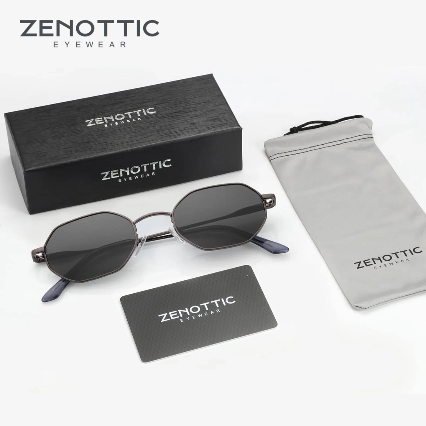 ZENOTTIC Retro Small Polygon Polarized Sunglasses — Metal UV400 Anti-Glare Shades for Men & Women, Driving & Outdoor Eyewear
