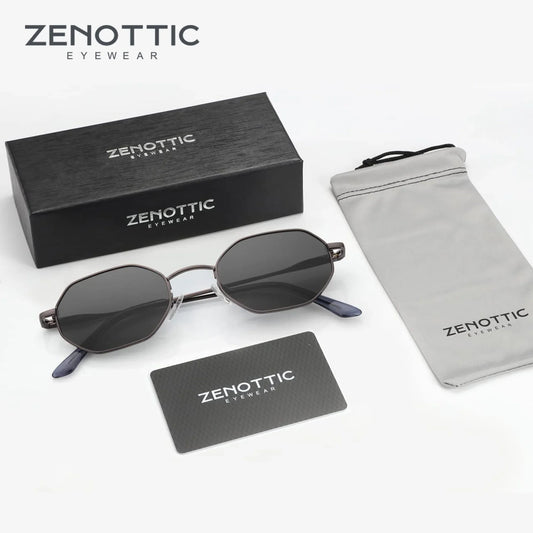 ZENOTTIC Retro Small Polygon Polarized Sunglasses — Metal UV400 Anti-Glare Shades for Men & Women, Driving & Outdoor Eyewear