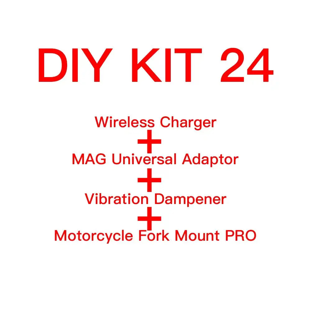 Motorcycle Handlebar Stem Fork Phone Mount — Vibration Dampener with MAG Universal Adapter, Wireless Charger & Mirror Brake Compatible