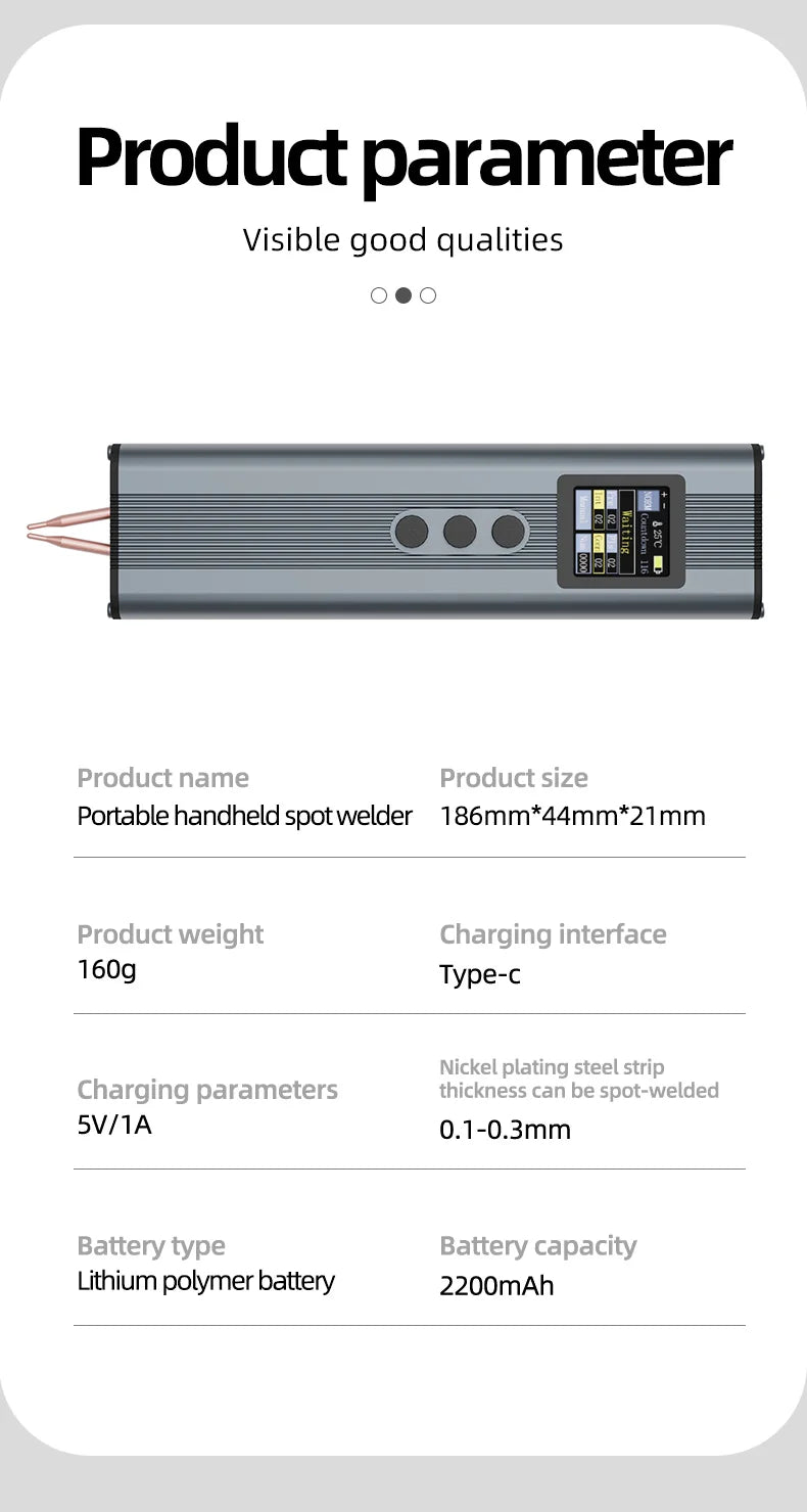 FS01 11-Gear Adjustable Handheld Spot Welder – Battery Welding Tool for 0.3mm Nickel Belt & 18650 Lithium Cells