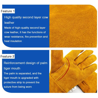 Men's Work Gloves – Soft Cowhide Driver, Hunting, Driving, Farm, Garden & Welding Safety Mechanic Gloves