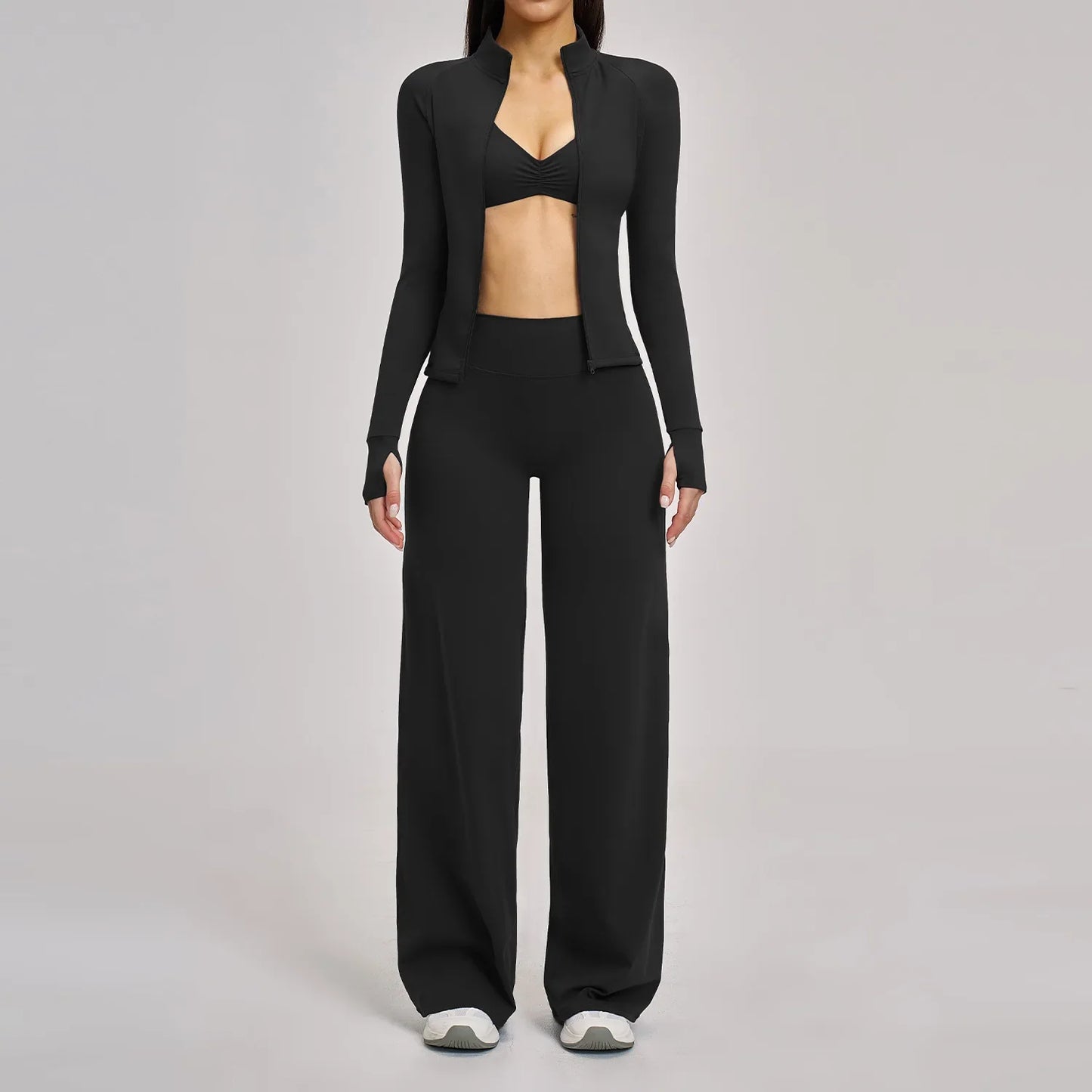 Women’s 2/3PCS Yoga Set – Long Sleeve Sports Bra & High Waist Leggings Gym Workout Tracksuit Fitness Athletic Wear Outfit