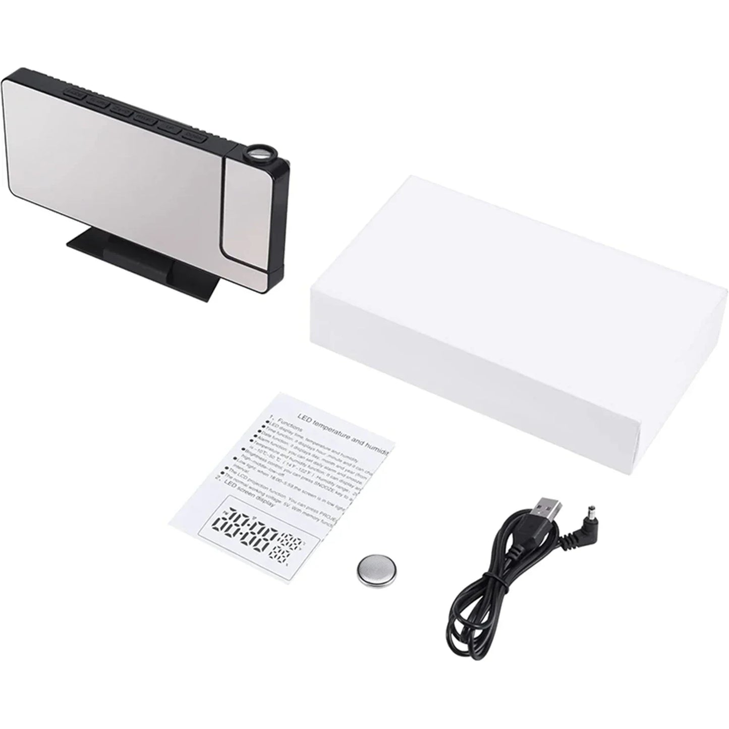 LED Digital Projection Alarm Clock – Ceiling Projector with Time, Temperature Display, Backlight & Snooze Function for Home