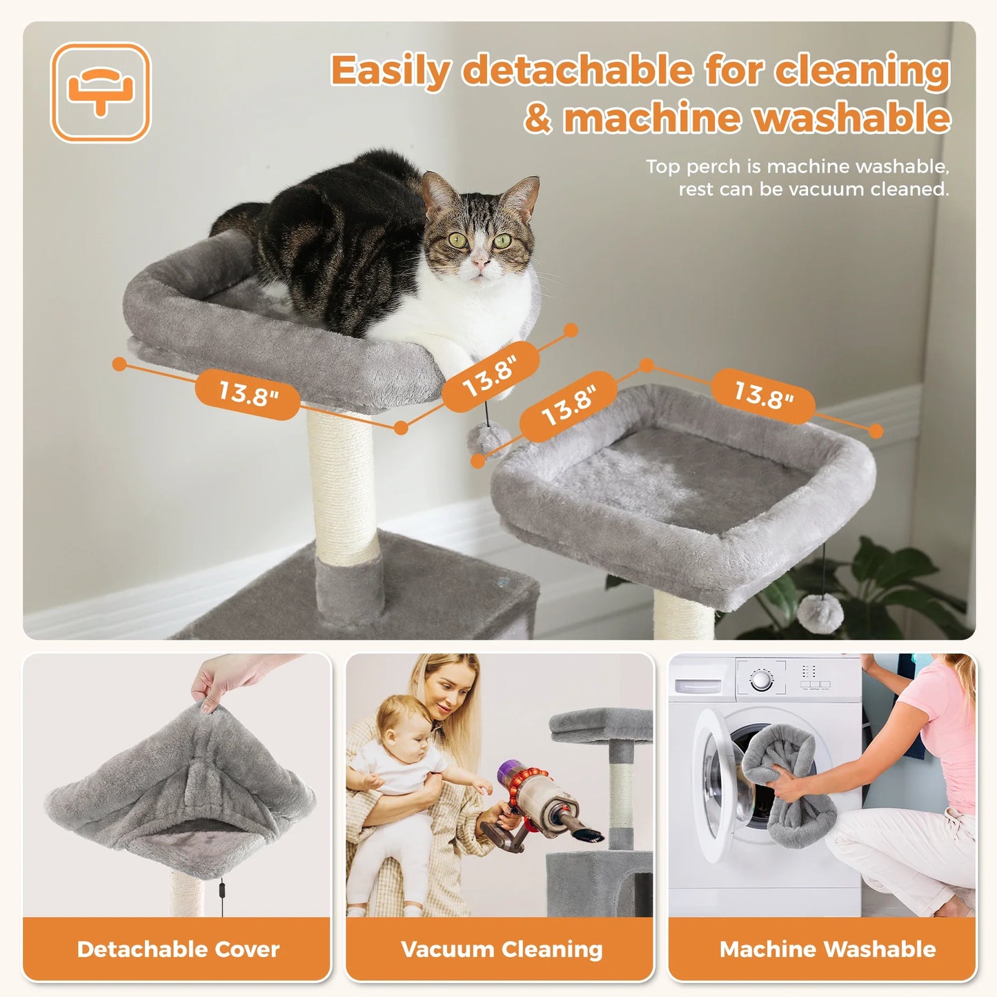 Large Cat Tree Tower – Multi-Level Plush Indoor Cat Condo with Scratching Posts, Boards, Perches & Caves