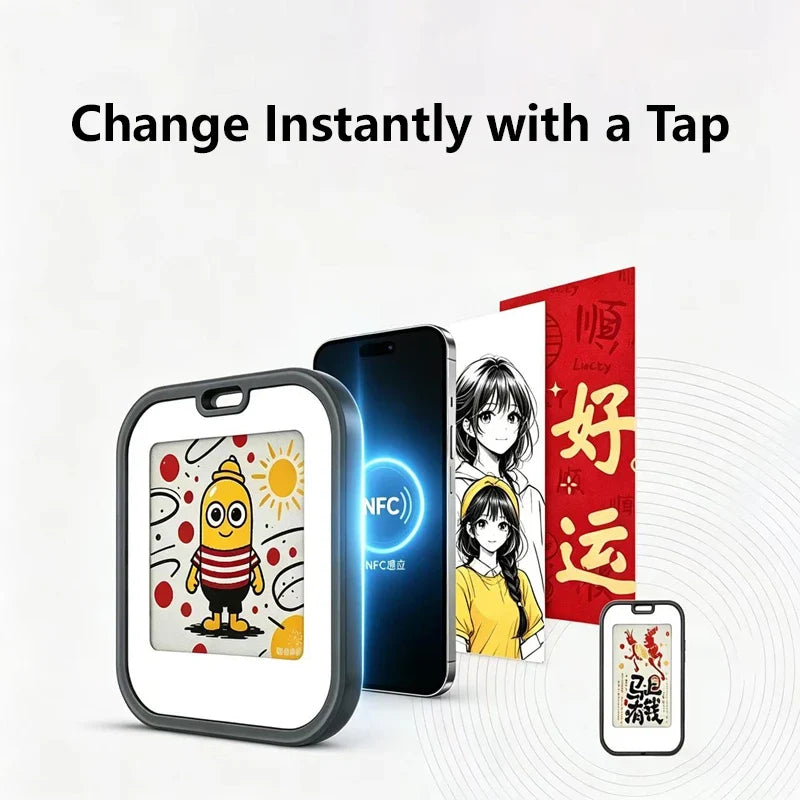Lenovo Mini E-Ink Desktop Display - 1.54-Inch NFC Electronic Ornament and Bag Charm