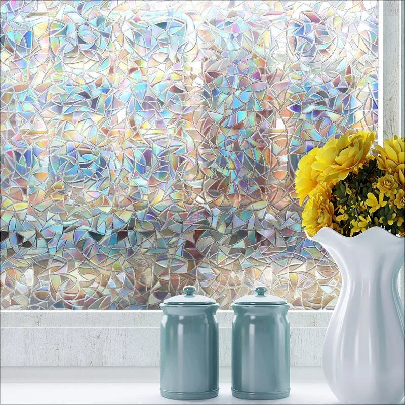 3D Stained Glass Window Film - Decorative Vinyl Sticker for Glass Windows with Static Cling - Fenetre Stained Glass Window Deco