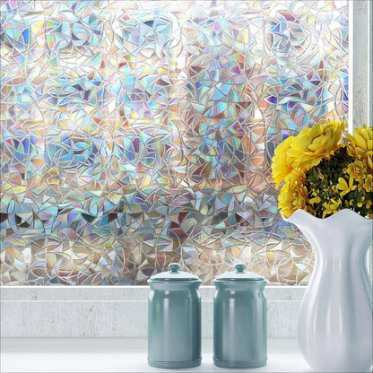 3D Stained Glass Window Film - Decorative Vinyl Sticker for Glass Windows with Static Cling - Fenetre Stained Glass Window Deco